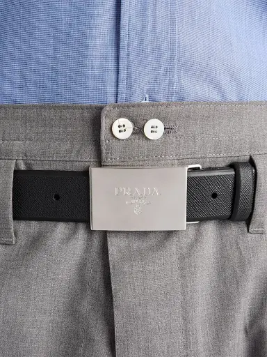 Prada Men's Saffiano Leather Belt - Black | Thumbnail 2