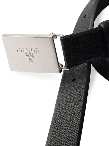 Prada Men's Saffiano Leather Belt - Black | Thumbnail 3