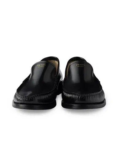 Prada Women's Brushed Leather Loafers - Black - Size 7.5 | Thumbnail 4