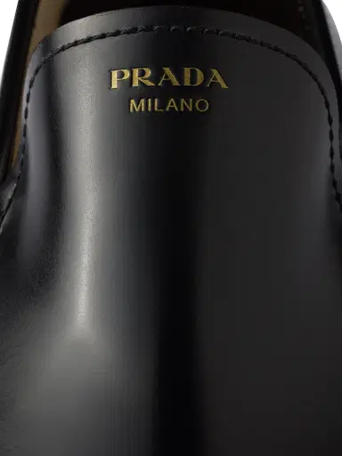 Prada Women's Brushed Leather Loafers - Black - Size 7.5 | Thumbnail 5