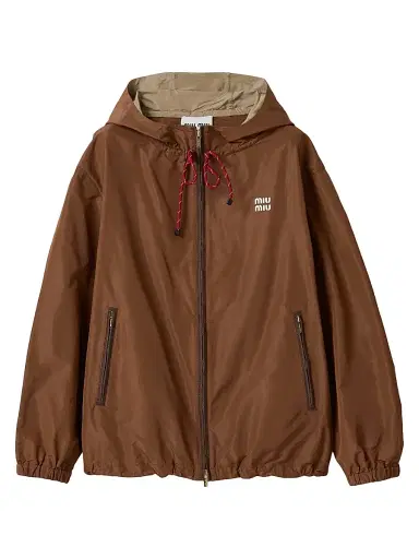 Miu Miu Women's Technical Fabric Hoodie Jacket | Thumbnail 1 Miu Miu Women's Technical Fabric Hoodie Jacket | Thumbnail 1