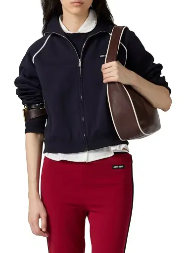Miu Miu Women's Technical Yarn Zipper Cardigan | Thumbnail 2 Miu Miu Women's Technical Yarn Zipper Cardigan | Thumbnail 2
