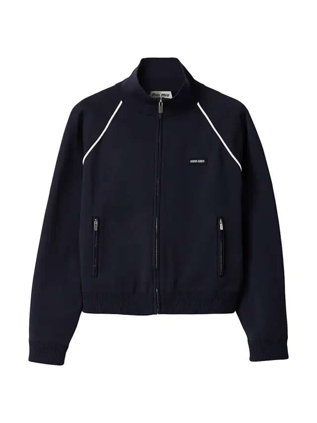 Miu Miu Women's Technical Yarn Zipper Cardigan - Blue