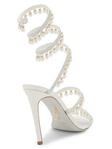 René Caovilla Women's 105MM Chandelier Imitation Pearl Satin Sandals - Crystal | Thumbnail 3 René Caovilla Women's 105MM Chandelier Imitation Pearl Satin Sandals - Crystal | Thumbnail 3