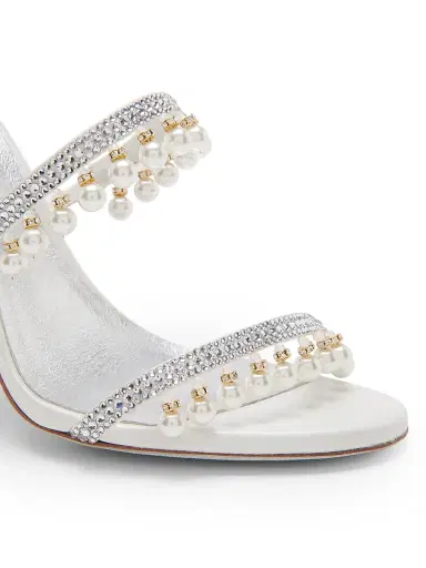 René Caovilla Women's 105MM Chandelier Imitation Pearl Satin Sandals - Crystal | Thumbnail 5 René Caovilla Women's 105MM Chandelier Imitation Pearl Satin Sandals - Crystal | Thumbnail 5