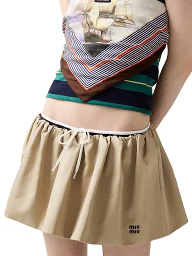 Miu Miu Women's Chino Miniskirt - Beige Khaki | Thumbnail 4