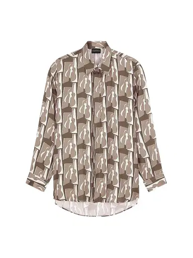 Emporio Armani Men's Abstract-Print Sport Shirt - Stampa Fantasia Marrone - Size XXL | Thumbnail 1
