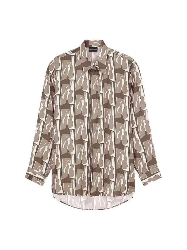 Emporio Armani Men's Abstract-Print Sport Shirt - Stampa Fantasia Marrone