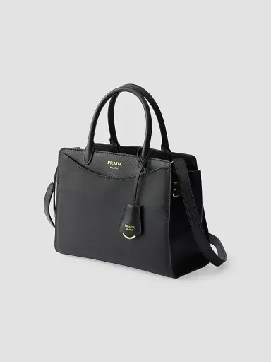 Prada Women's Prelude Medium Leather Top Handle Bag - Black | Thumbnail 3