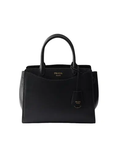 Prada Women's Prelude Medium Leather Top Handle Bag - Black | Thumbnail 1