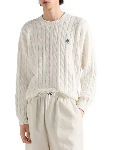 Prada Men's Cotton Crewneck Sweater - White - Size 42 | Thumbnail 2 Prada Men's Cotton Crewneck Sweater - White - Size 42 | Thumbnail 2