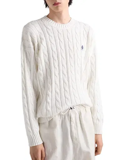 Prada Men's Cotton Crewneck Sweater - White - Size 42 | Thumbnail 3 Prada Men's Cotton Crewneck Sweater - White - Size 42 | Thumbnail 3