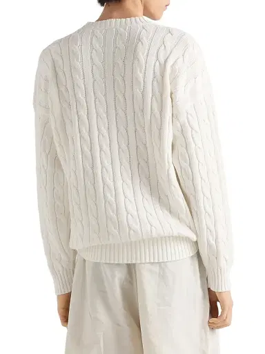 Prada Men's Cotton Crewneck Sweater - White - Size 42 | Thumbnail 4 Prada Men's Cotton Crewneck Sweater - White - Size 42 | Thumbnail 4