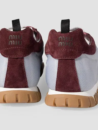 Miu Miu Women's Tyre Technical Fabric and Suede Sneakers - Grey Multicolor - Size 11 | Thumbnail 3