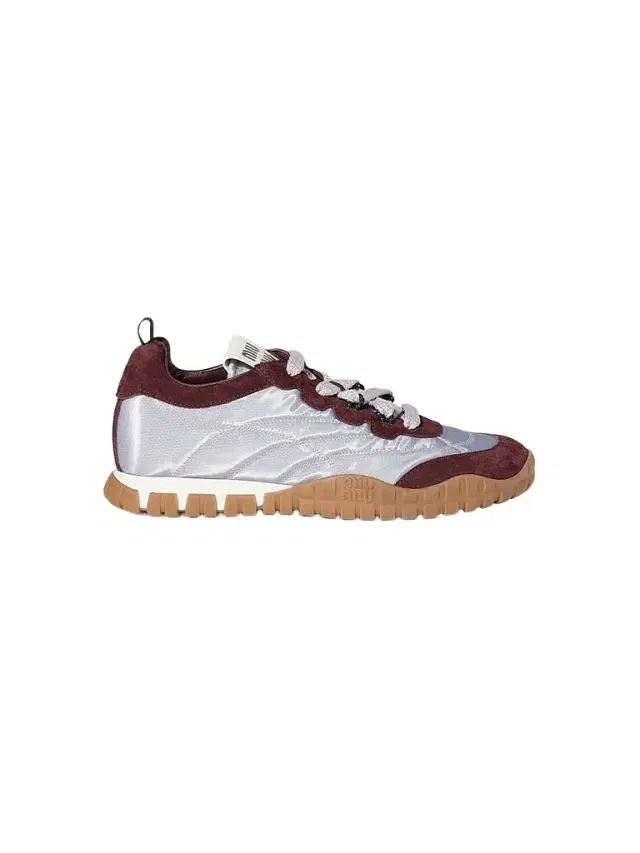 Miu Miu Women's Tyre Technical Fabric and Suede Sneakers - Grey Multicolor