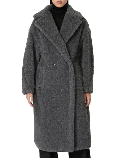 Max Mara Women's Teddy Bear Icon Coat in Alpaca and Wool - Medium Grey - Size Medium | Thumbnail 2