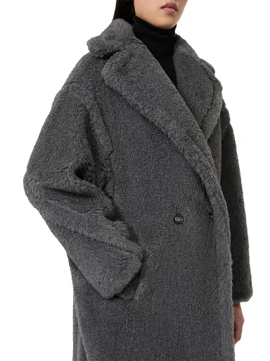 Max Mara Women's Teddy Bear Icon Coat in Alpaca and Wool - Medium Grey - Size Medium | Thumbnail 4
