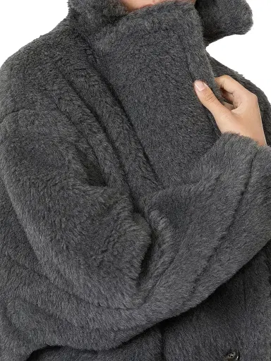 Max Mara Women's Teddy Bear Icon Coat in Alpaca and Wool - Medium Grey - Size Medium | Thumbnail 5