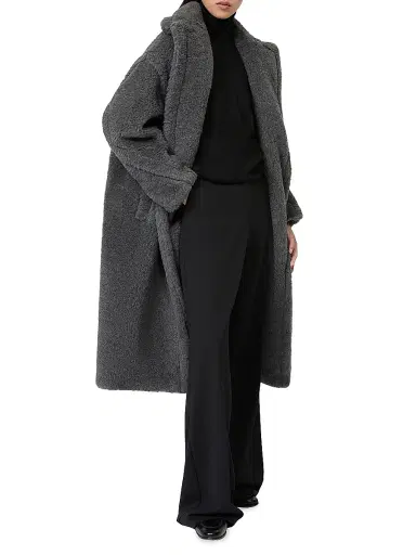 Max Mara Women's Teddy Bear Icon Coat in Alpaca and Wool - Medium Grey - Size Medium | Thumbnail 6