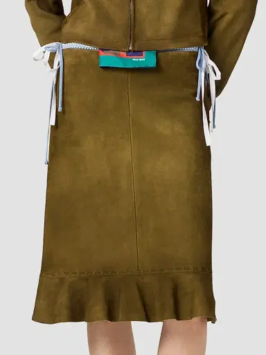 Miu Miu Women's Waxed Suede Skirt - Green - Size 6 | Thumbnail 2 Miu Miu Women's Waxed Suede Skirt - Green - Size 6 | Thumbnail 2
