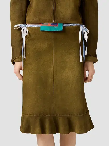 Miu Miu Women's Waxed Suede Skirt - Green - Size 6 | Thumbnail 3 Miu Miu Women's Waxed Suede Skirt - Green - Size 6 | Thumbnail 3