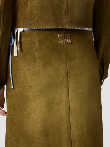 Miu Miu Women's Waxed Suede Skirt - Green - Size 6 | Thumbnail 4 Miu Miu Women's Waxed Suede Skirt - Green - Size 6 | Thumbnail 4