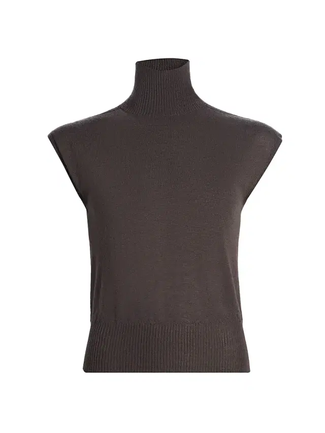 Rick Owens Women's Maglia Cashmere Cap-Sleeve Turtleneck - Dark Dust