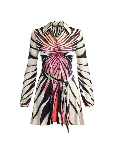 Roberto Cavalli Women's Printed Belted Mini Shirtdress | Thumbnail 1 Roberto Cavalli Women's Printed Belted Mini Shirtdress | Thumbnail 1