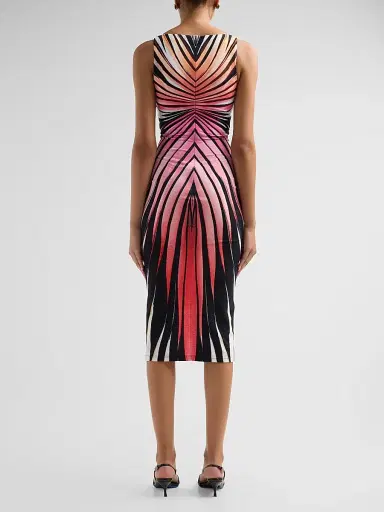 Roberto Cavalli Women's Printed V-Neck Midi Dress - Coral | Thumbnail 3