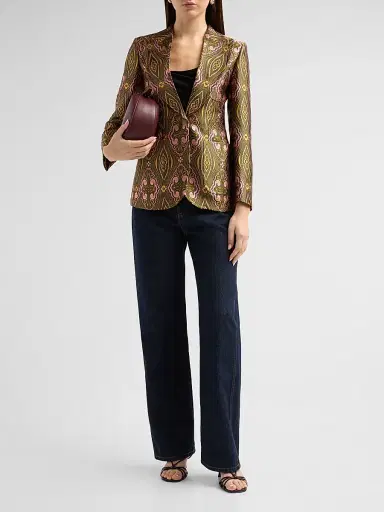 Etro Women's Tapestry Jacqaurd Blazer - Multicolor Green Base | Thumbnail 2 Etro Women's Tapestry Jacqaurd Blazer - Multicolor Green Base | Thumbnail 2