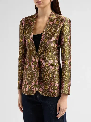 Etro Women's Tapestry Jacqaurd Blazer - Multicolor Green Base | Thumbnail 4 Etro Women's Tapestry Jacqaurd Blazer - Multicolor Green Base | Thumbnail 4