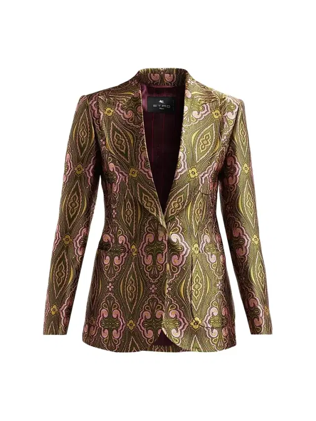 Etro Women's Tapestry Jacqaurd Blazer - Multicolor Green Base