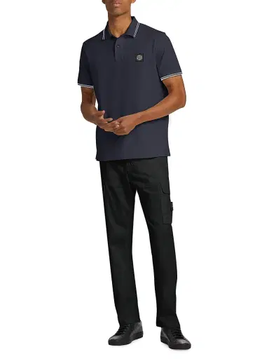 Stone Island Men's Core Classic Cotton-Blend Polo Shirt - Navy Blue - Size Small | Thumbnail 2