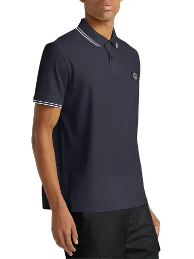Stone Island Men's Core Classic Cotton-Blend Polo Shirt - Navy Blue - Size Small | Thumbnail 4