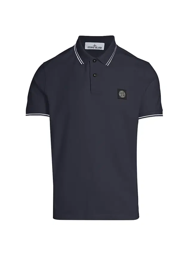 Stone Island Men's Core Classic Cotton-Blend Polo Shirt - Navy Blue