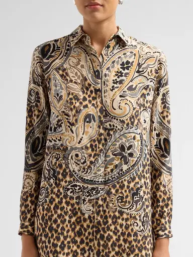 Etro Women's Paisley Leopard Print Silk Shirt | Thumbnail 5 Etro Women's Paisley Leopard Print Silk Shirt | Thumbnail 5