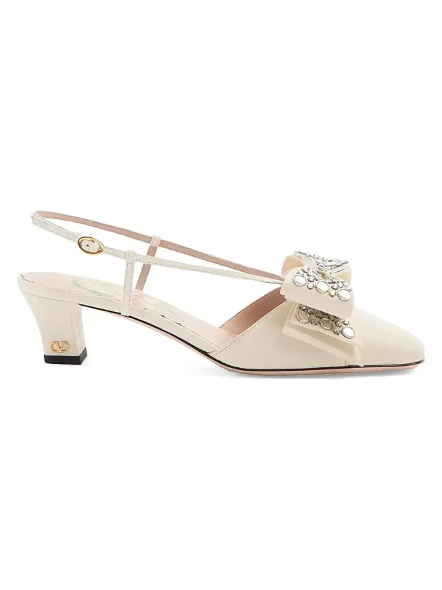 Valentino Garavani Women's Bowow Slingback 45MM Pumps in Kidskin with Mirrors and Crystals -  Silver