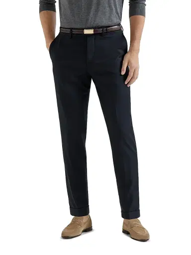 Brunello Cucinelli Men's Super 150s Virgin Wool Four Season Batavia Trousers - Black | Thumbnail 2