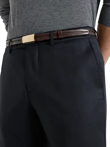 Brunello Cucinelli Men's Super 150s Virgin Wool Four Season Batavia Trousers - Black | Thumbnail 4