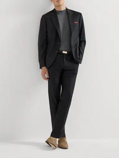 Brunello Cucinelli Men's Super 150s Virgin Wool Four Season Batavia Trousers - Black | Thumbnail 6