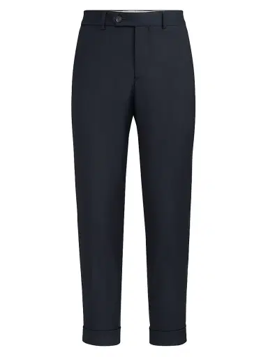 Brunello Cucinelli Men's Super 150s Virgin Wool Four Season Batavia Trousers - Black | Thumbnail 1