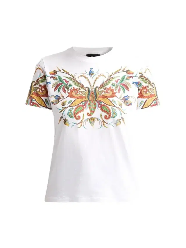 Etro Women's Paisley Butterfly Cotton T-Shirt - Stampa F Do Bianco