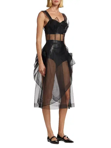 Maison Margiela Women's Mesh Bow Back Midi-Dress | Thumbnail 2 Maison Margiela Women's Mesh Bow Back Midi-Dress | Thumbnail 2
