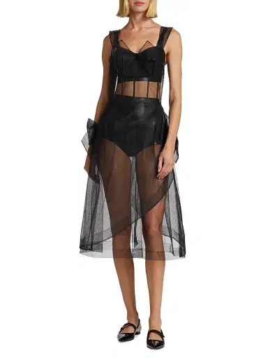 Maison Margiela Women's Mesh Bow Back Midi-Dress | Thumbnail 3 Maison Margiela Women's Mesh Bow Back Midi-Dress | Thumbnail 3