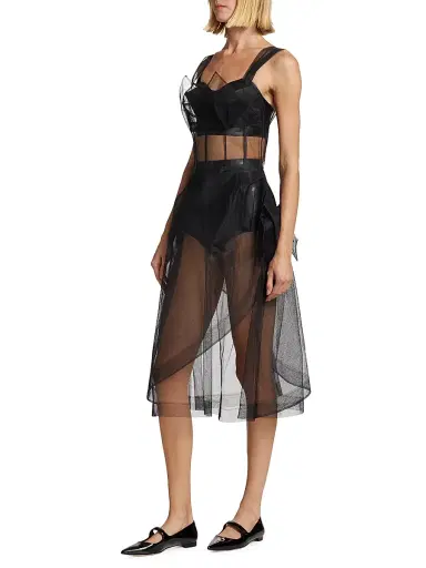 Maison Margiela Women's Mesh Bow Back Midi-Dress | Thumbnail 4 Maison Margiela Women's Mesh Bow Back Midi-Dress | Thumbnail 4