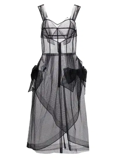 Maison Margiela Women's Mesh Bow Back Midi-Dress | Thumbnail 1 Maison Margiela Women's Mesh Bow Back Midi-Dress | Thumbnail 1