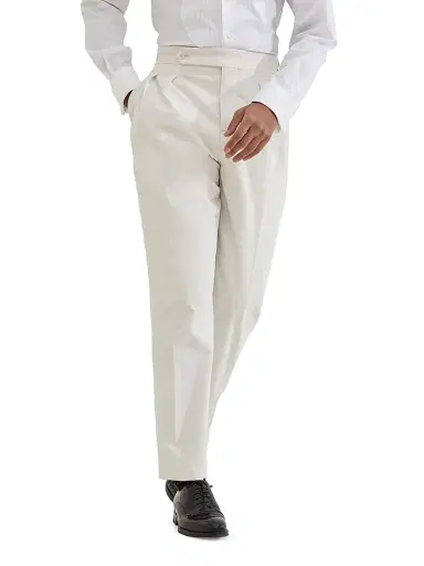Brunello Cucinelli Men's Sea Island Cotton Narrow Wale Corduroy Tuxedo Trousers - Milk - Size 34 | Thumbnail 2