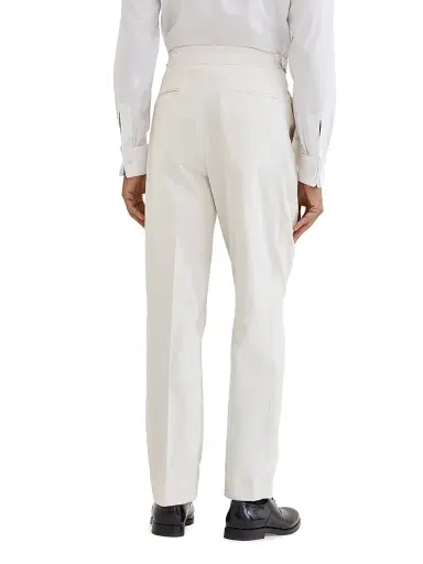 Brunello Cucinelli Men's Sea Island Cotton Narrow Wale Corduroy Tuxedo Trousers - Milk - Size 34 | Thumbnail 3
