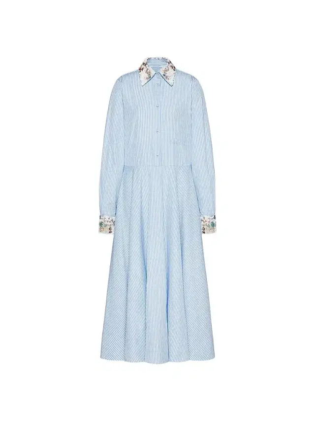 Valentino Garavani Women's Midi Dress In Poplin Classic Stripe - Azure White