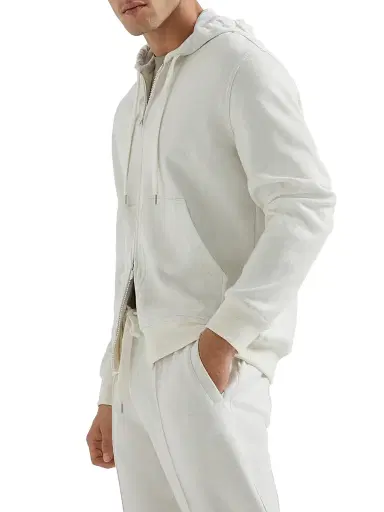 Brunello Cucinelli Men's Cashmere Blend French Terry Double Cloth Sweatshirt - Off White | Thumbnail 3 Brunello Cucinelli Men's Cashmere Blend French Terry Double Cloth Sweatshirt - Off White | Thumbnail 3